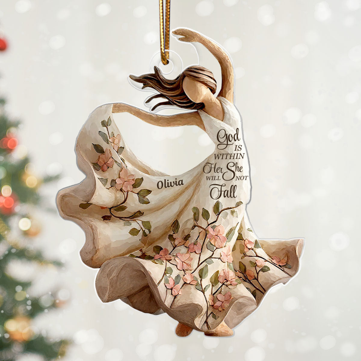 God Is Within Her She Will Not Fall Wooden Figurine - Personalized Acrylic Ornament - Christmas Gift For Her, Mom, Grandma