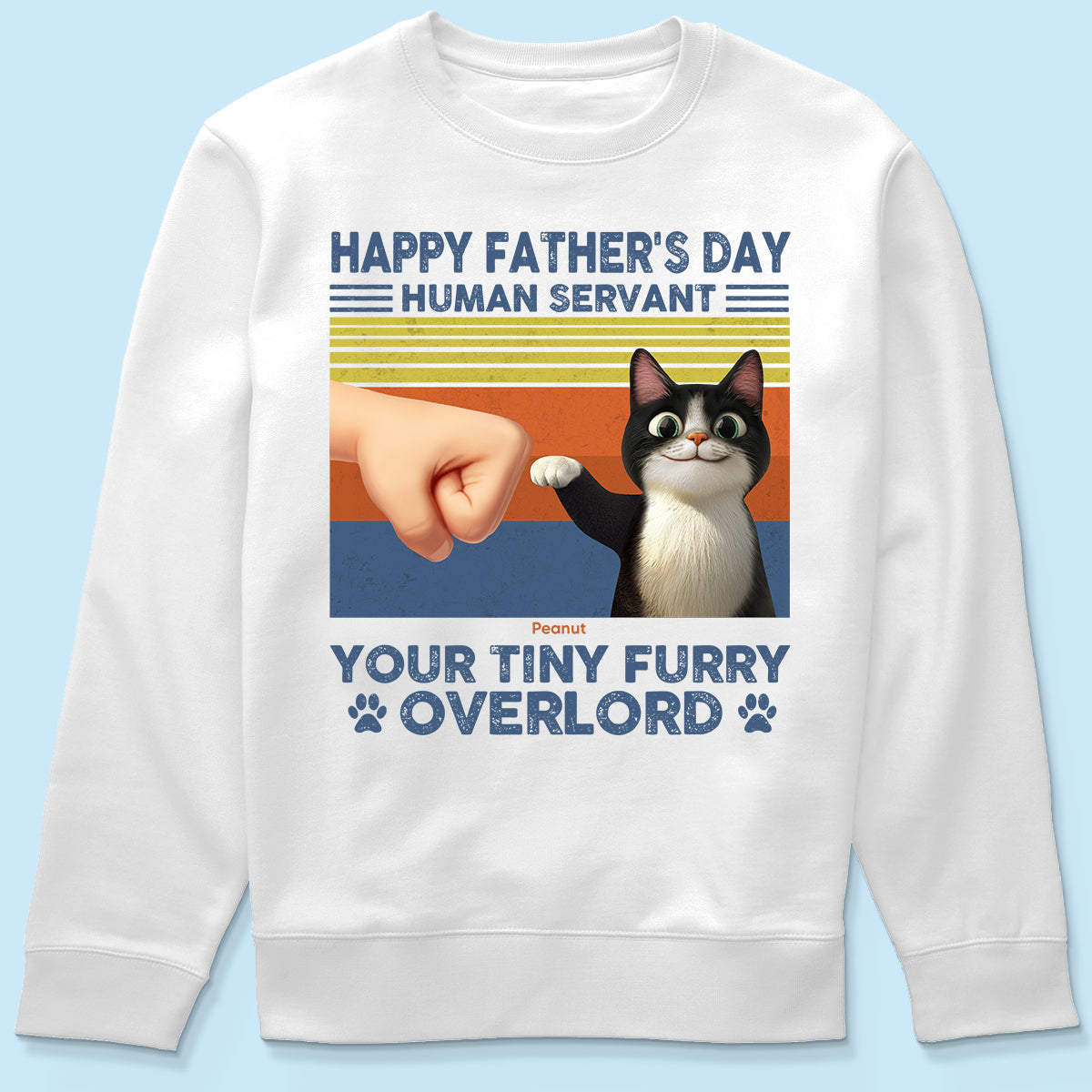 Happy Father's Day Human Servant Cat Dad, Funny Cute Cartoon Cats Personalized Shirt