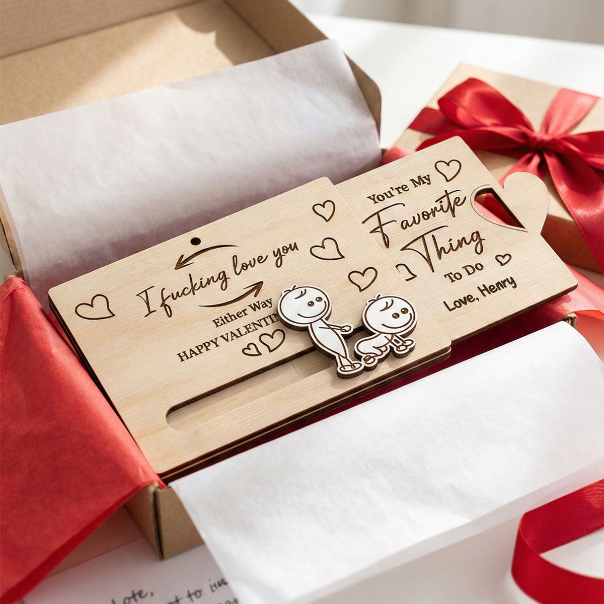 I Fcking Love You Funny Inappropriate Couple - Personalized Wooden Slider Ornament - Valentine's Day Gift For Him, For Her