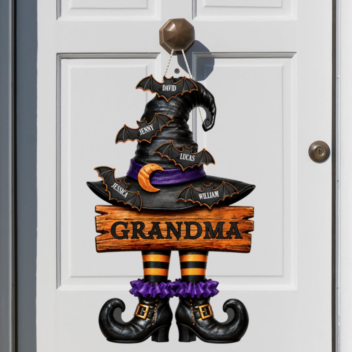Grandma Witch Hat - Personalized Wooden Door Sign - Halloween Decor for Grandma