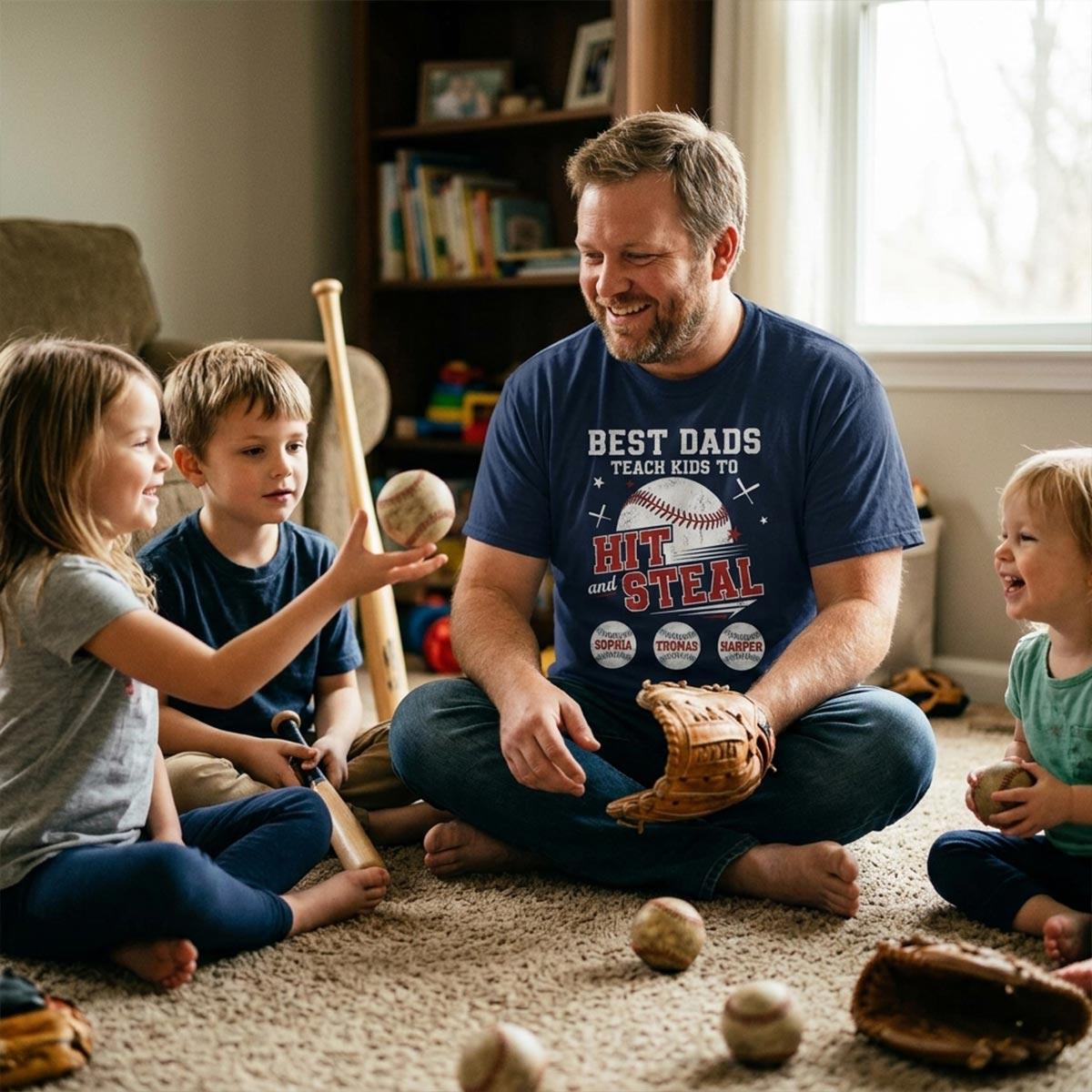 Best Dads Teach Kids To Hit & Steal - Personalized Shirt - Father's Day Gift For Baseball Dad, Husband