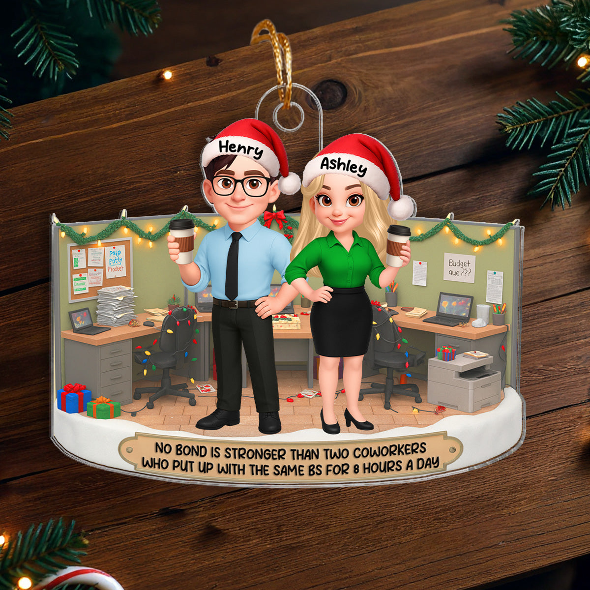 No Bond Stronger Coworkers Hate The Same Person - Personalized Acrylic Ornament - Funny Gift For Work Besties, Colleagues