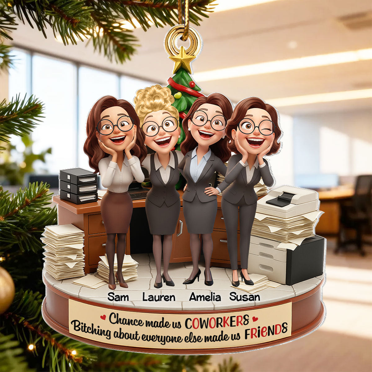 Chance Made Us Coworkers - Personalized Acrylic Ornament - Funny Christmas Gift for Work Besties