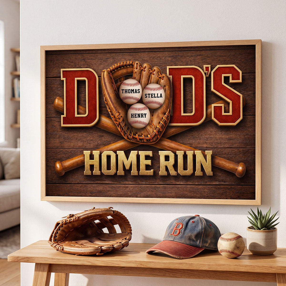 Baseball Dad Home Run - Personalized Poster - Father's Day Gift For Dad