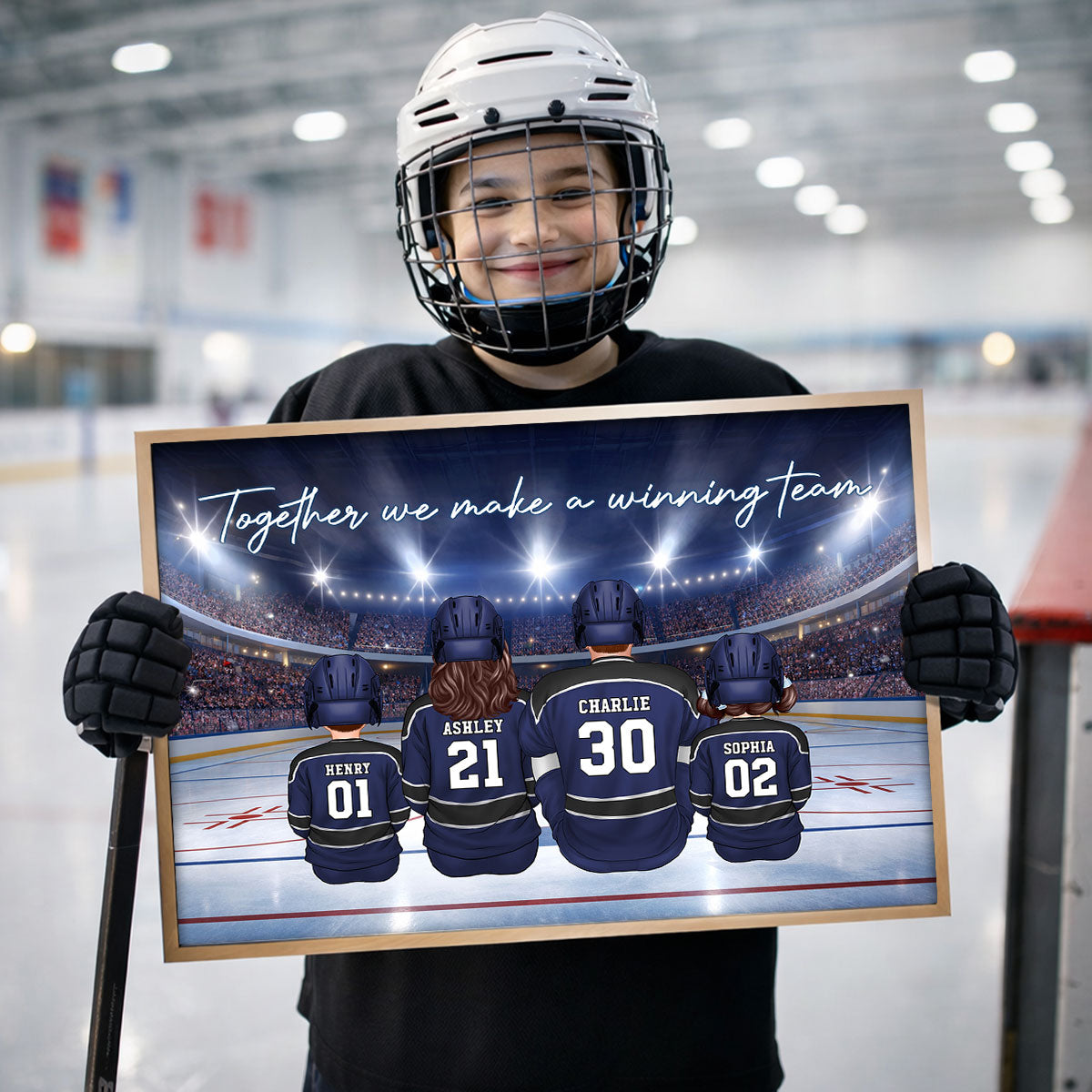 Together We Make A Winning Team Hockey Family - Personalized Poster - Heartfelt Gift For Family