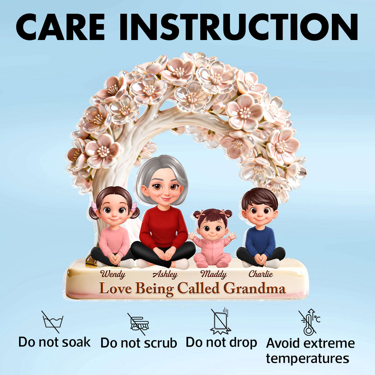 Love Being Called Grandma - Personalized Acrylic Block Plaque - Mother's Day Gift for Grandma, Mom, Wife