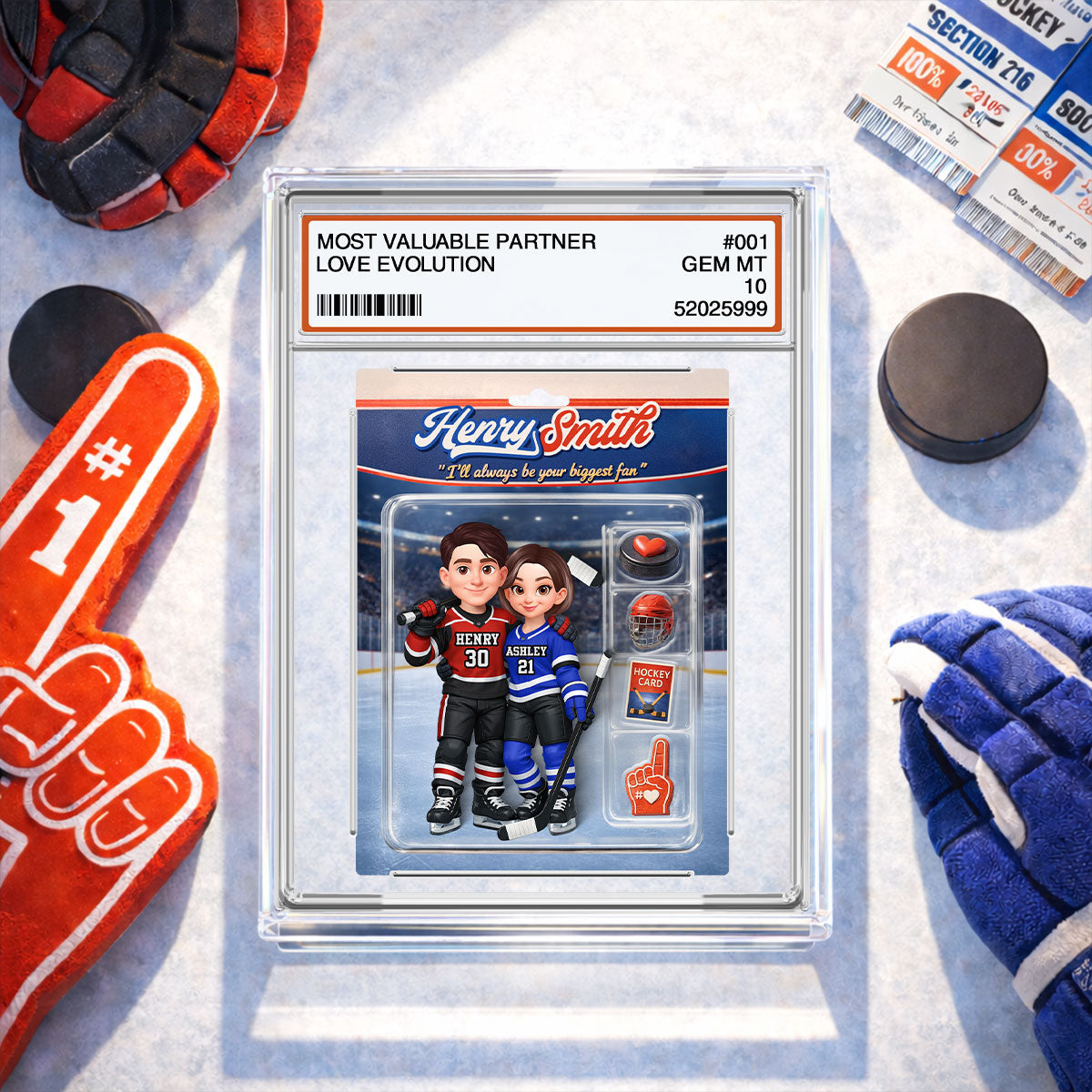 Hockey Couple I'll Always Be Your Biggest Fan Trading Card Style - Personalized Acrylic Block Plaque - Sentimental Gift for Him, Unique Collectible Item