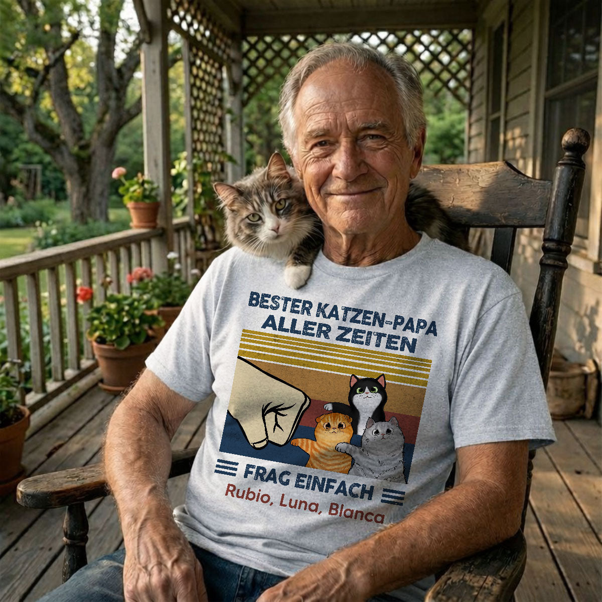 Perfektes Geschenk für Katzenväter – Personalisiertes T-Shirt mit Katzen-Faustgruß