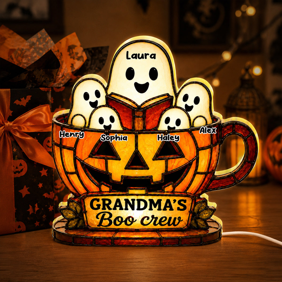 Grandma's Boo Crew - Personalized Light Box - Halloween Decor for Grandma