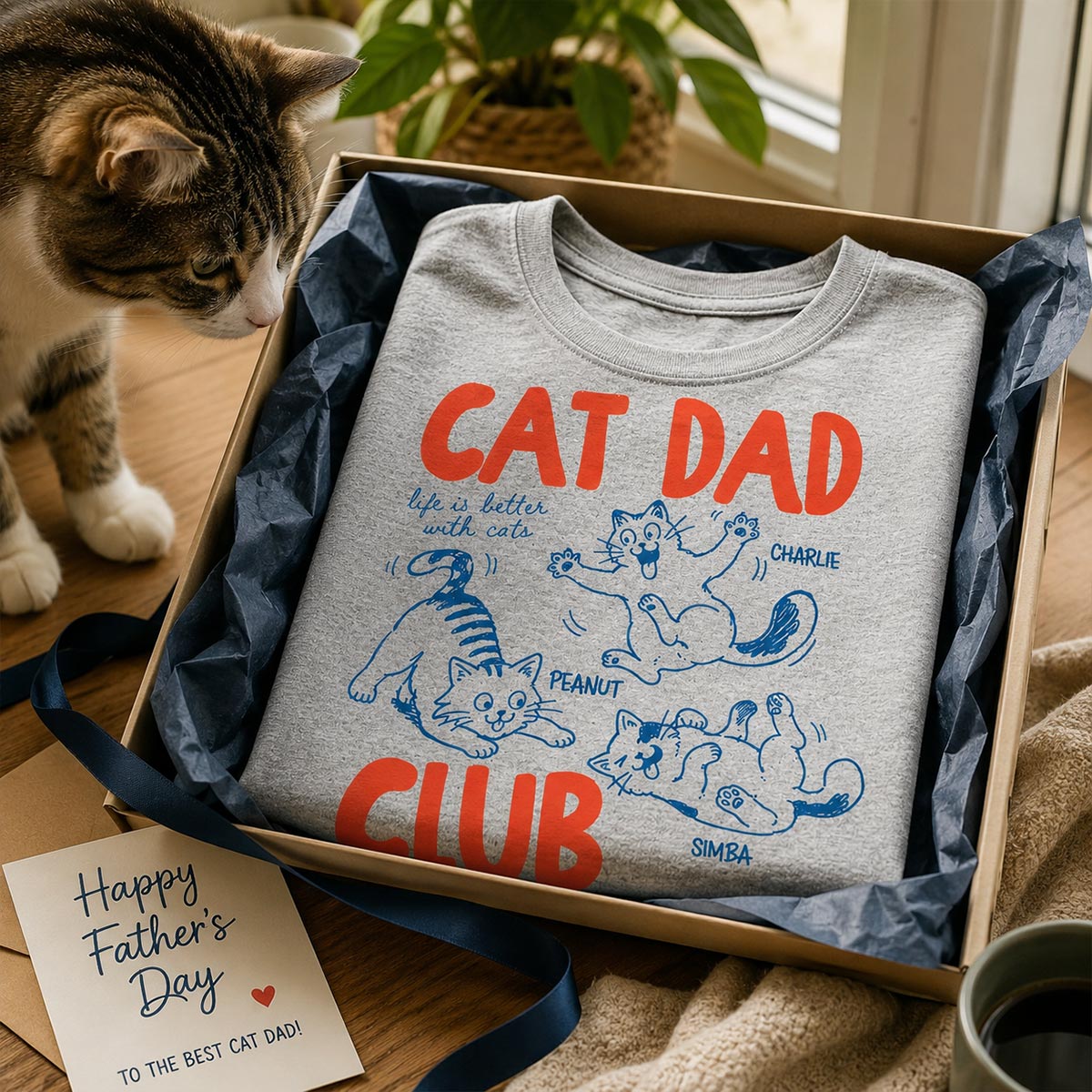 Funny Cat Dad Club - Personalized Shirt - Father's Day Gift for Cat Dad