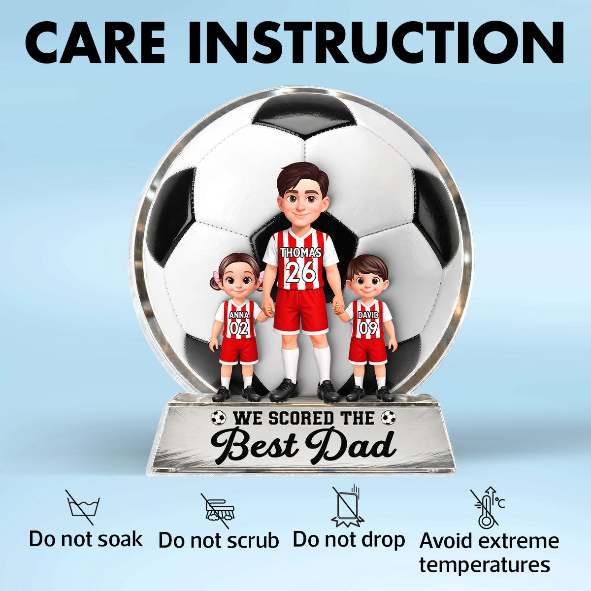 No 1 Soccer Dad We Scored The Best Dad - Personalized Acrylic Block Plaque -  Gift For Dad, Husband, Soccer Lovers