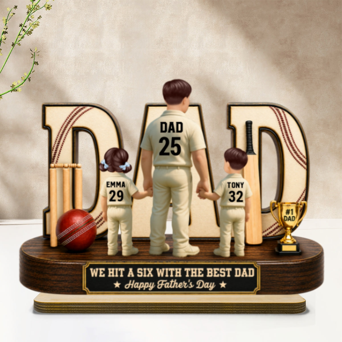 Cricket Dad Legend Hit A Six With The Best Dad - Personalized 2-Layered Wooden Plaque -  Gift For Dad, Husband, Cricket Lovers