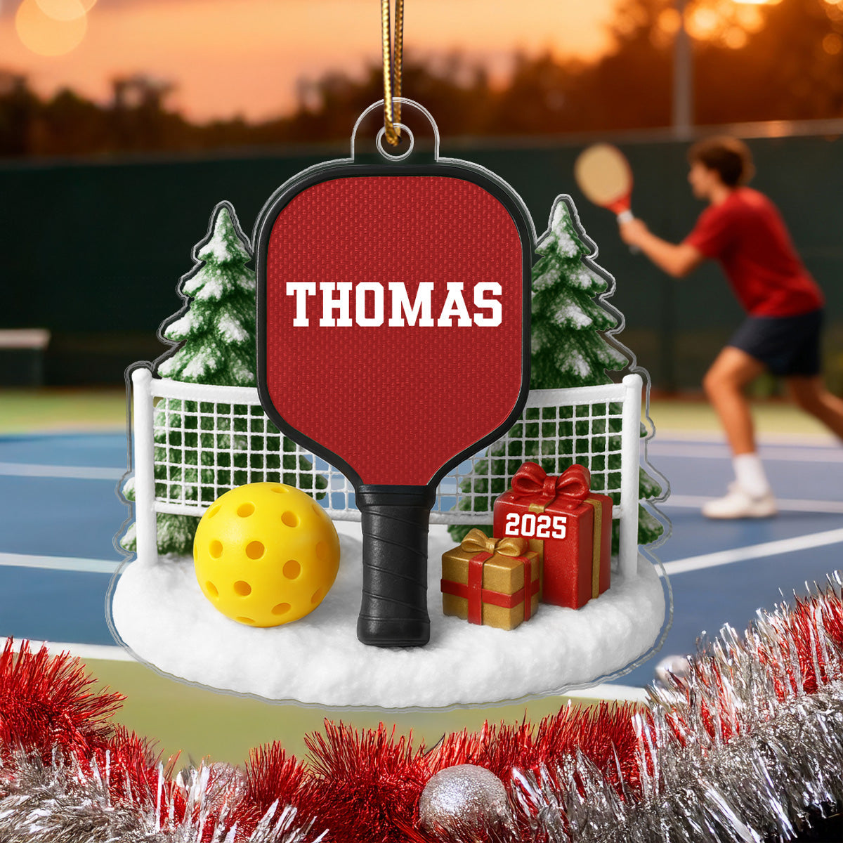 3D Effect Pickleball Things - Personalized Acrylic Ornament - Christmas Gift For Pickleball Players