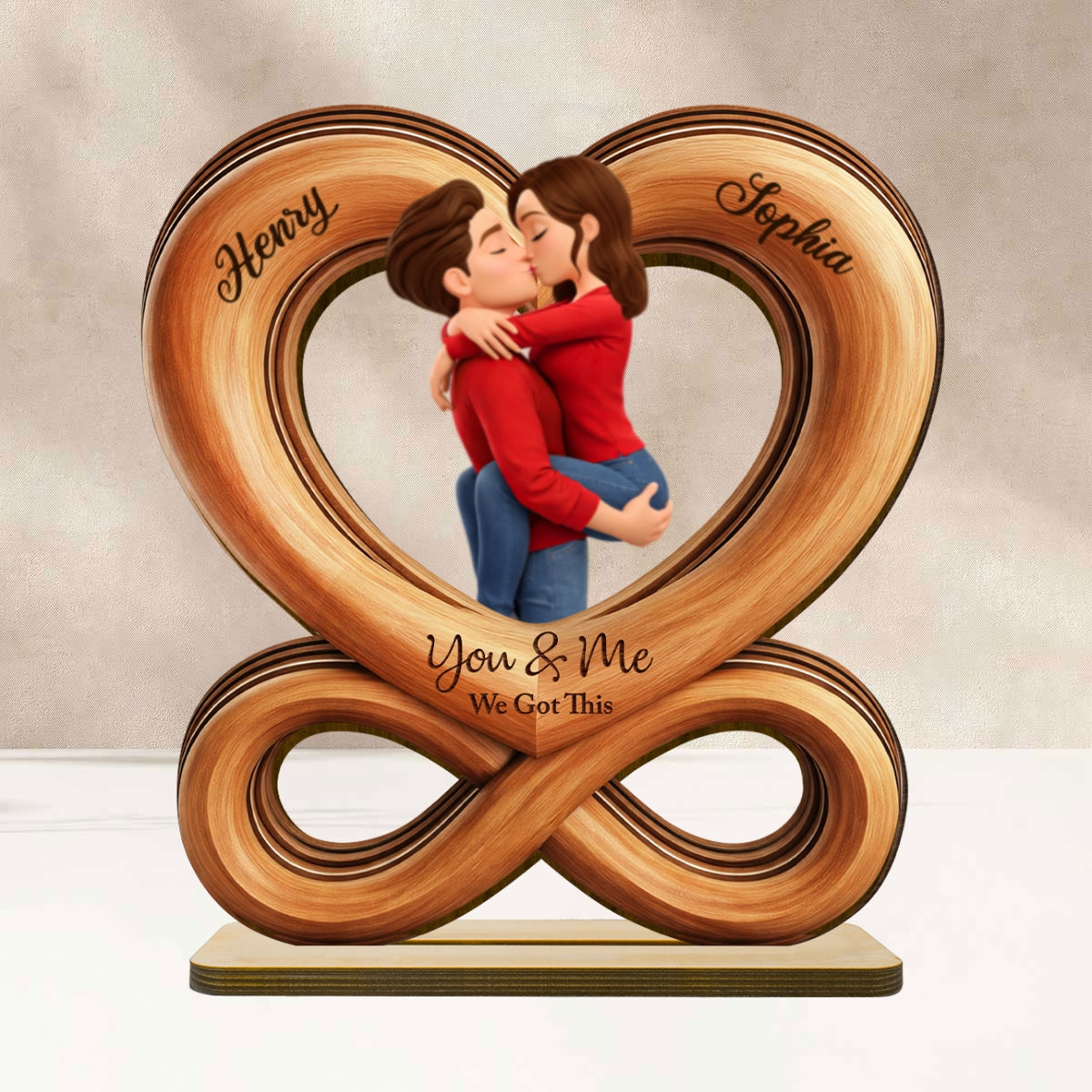 Forever Us Infinity Love - Personalized 2-Layered Wooden Plaque - Anniversary, Valentine's Day Gift, Gift For Him, Gift For Her