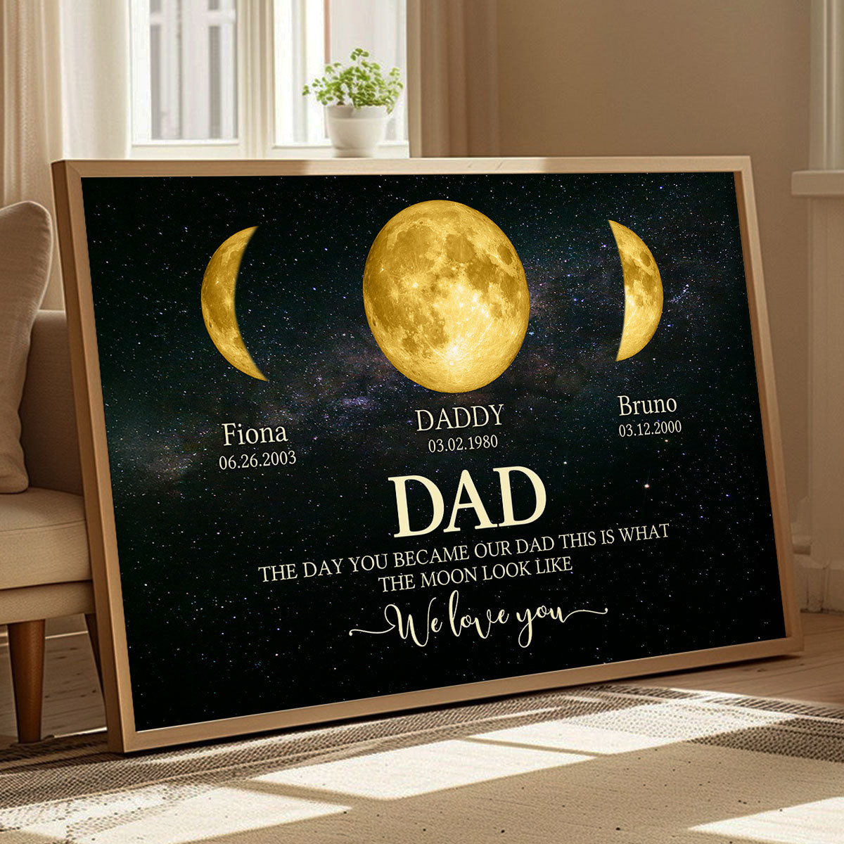 Custom Moon Phase with Kids Names, The Day You Became My Dad Mom - Personalized Poster - Gift for Dad, Mom