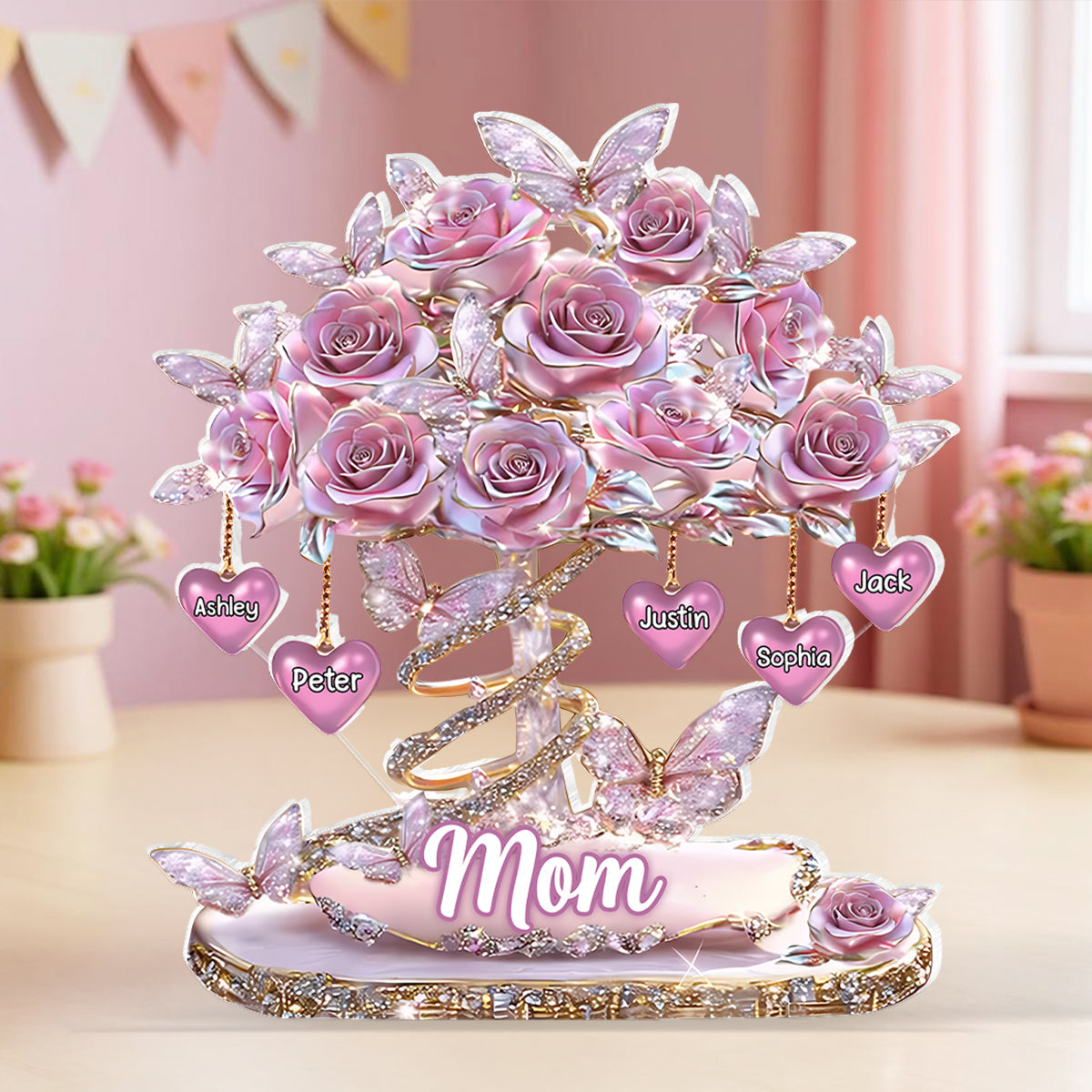 Best Mom Ever Heart Tree - Personalized Acrylic Block Plaque - Heartfelt Gift For Mom, Grandma