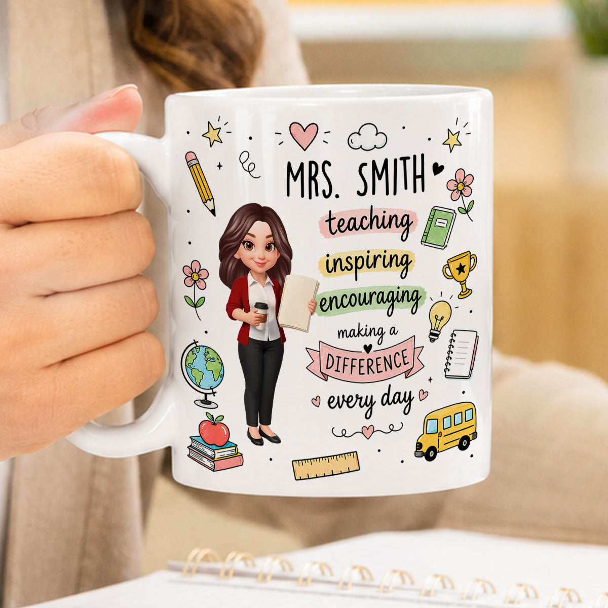 Teacher Teaching Inspiring Encouraging - Personalized Mug - Teacher Appreciation Gift, Back To School Gift For Teachers