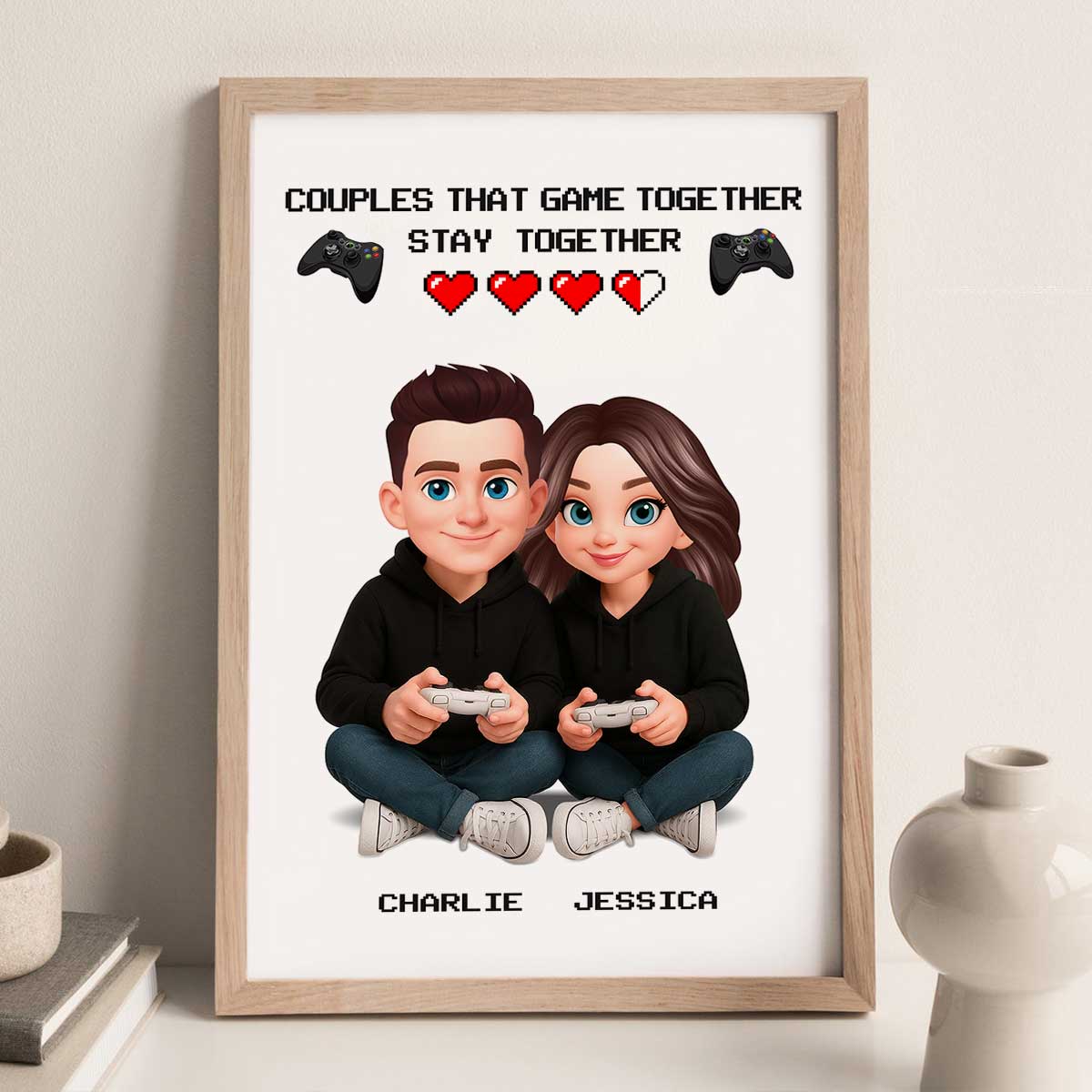 Gaming Couple Game Together Stay Together - Personalized Poster - Heartfelt Valentine, Anniversary Gift For Gamers, For Him, For Her