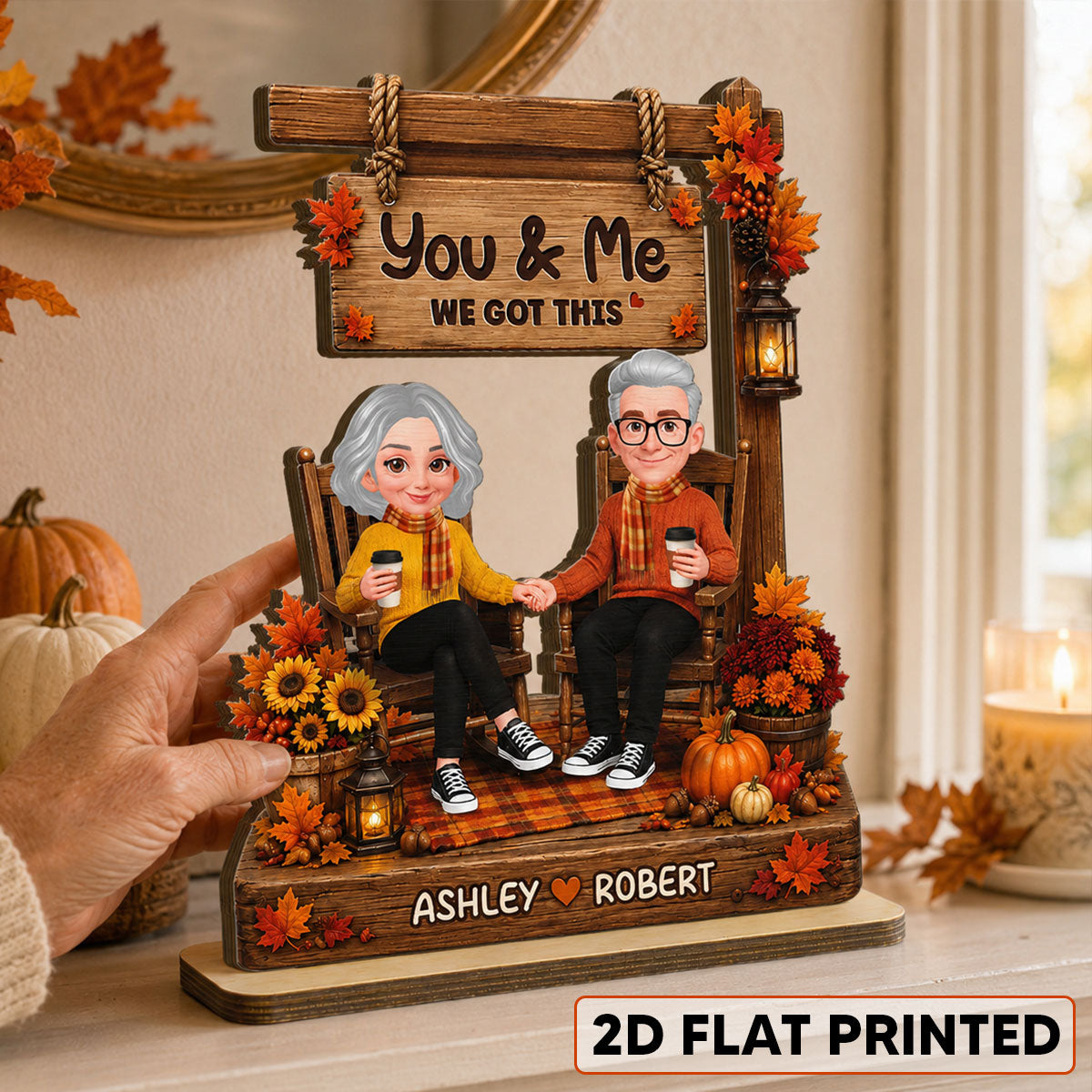 Fall Season Couple You & Me We Got This - Personalized 2-Layered Wooden Plaque - Fall Decor For Couple