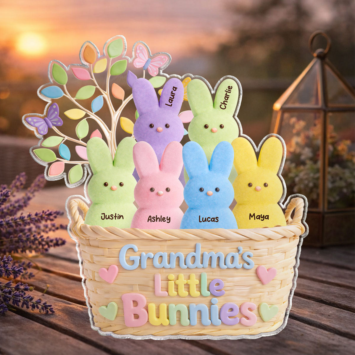 Grandma's Peeps Easter Basket - Personalized Acrylic Block Plaque - Gift For Grandma, Easter Home Decoration