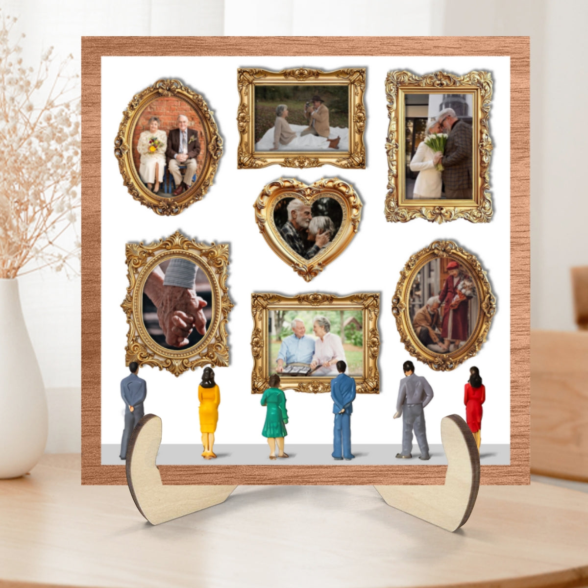 Custom Couple Photos Eternal Love As Art Gallery In Museum Exhibition - Personalized 2-Layered Wooden Plaque - Gift For Couple