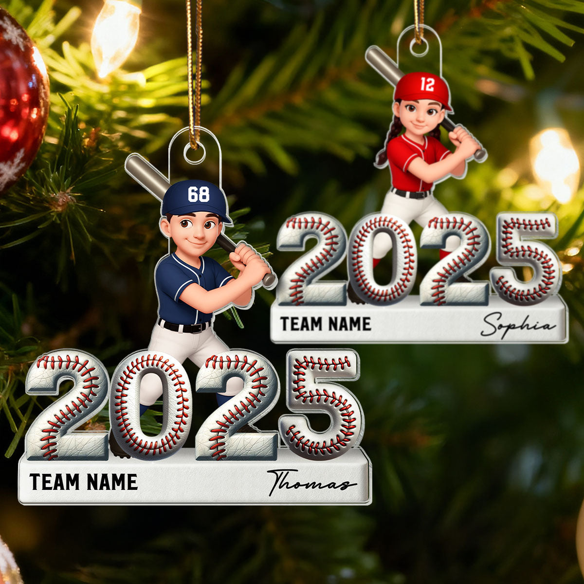 Proud Baseball Player With Year 3D Effect - Personalized Acrylic Ornament - Gift For Teenage, Kids