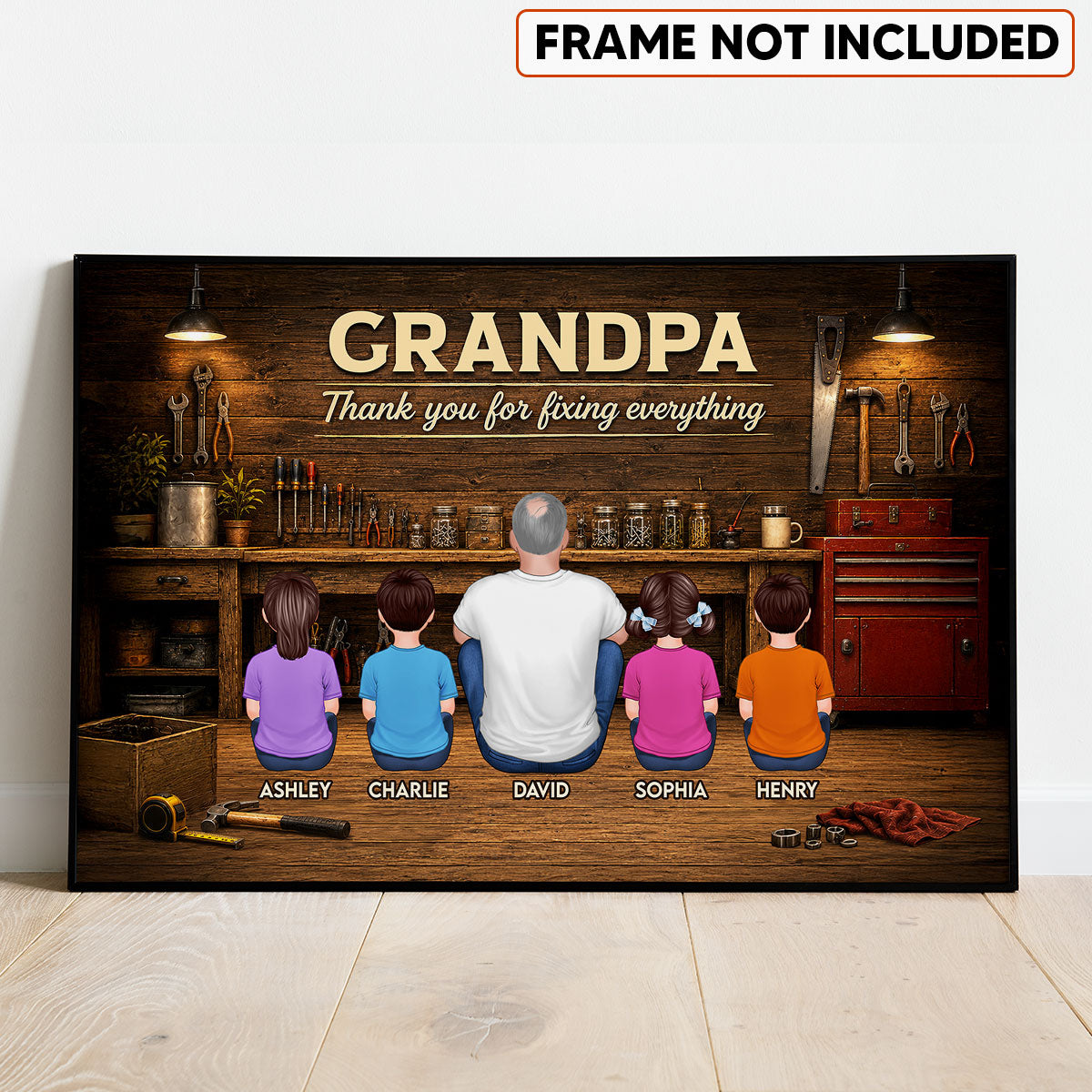 Grandpa Thanks For Fixing Everything - Personalized Poster - Father's Day Gift For Grandpa, DIY Man, Handyman