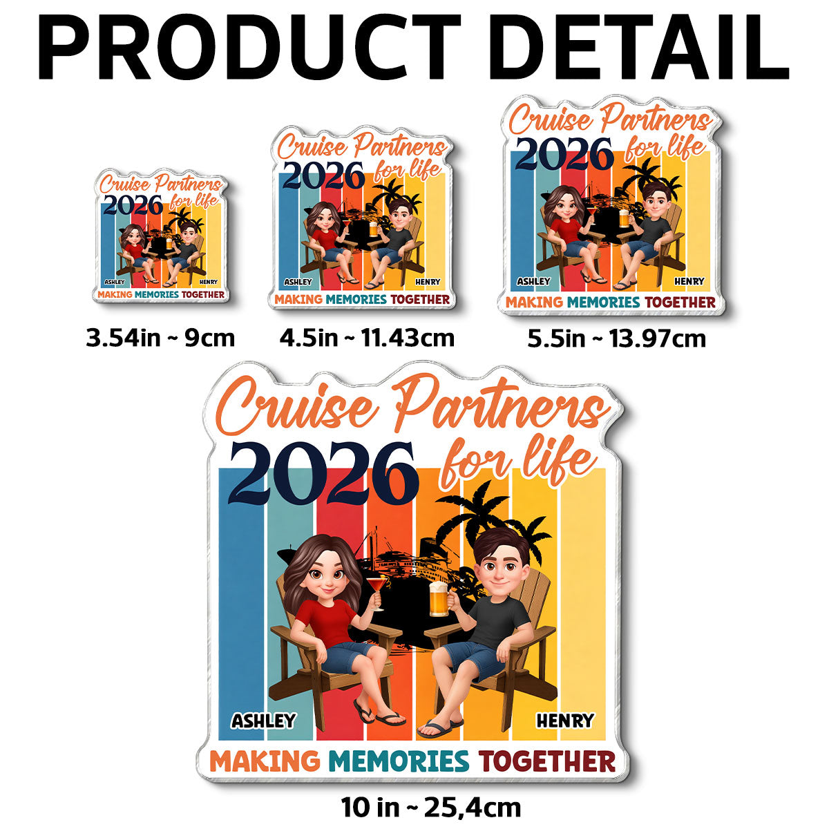 Couple Retro Cruise Partners For Life - Personalized Cruise Ship Door Magnet - Summer Cruise Ship Door Decorations