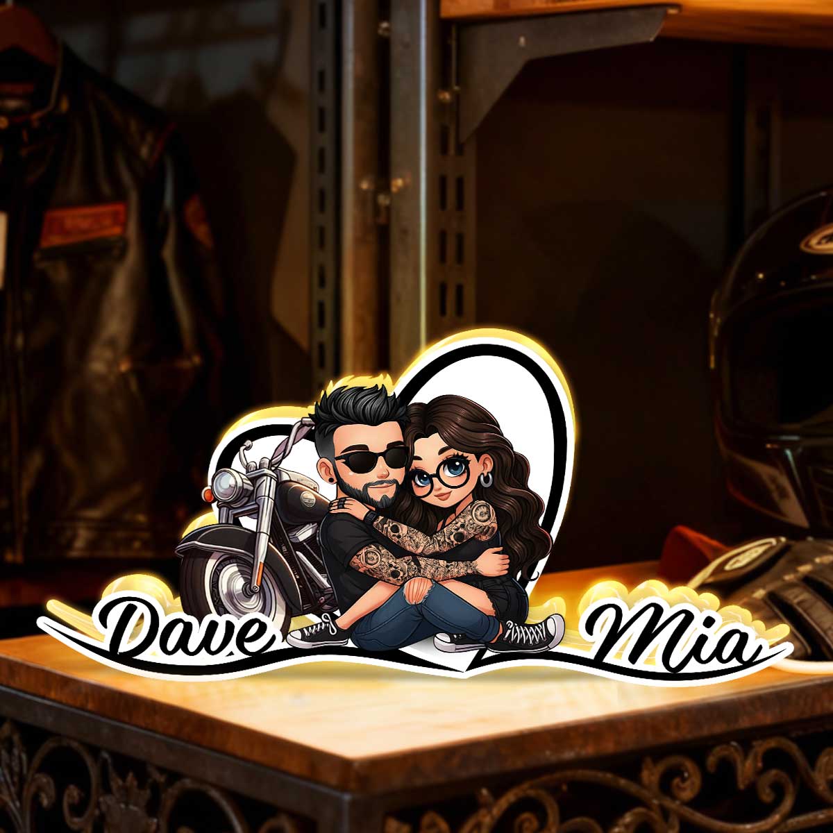Eternal Love Biker Couple Riding Partners For Life - Personalized Light Box - Gift For Couple, Bikers, Gift For Him, For Her