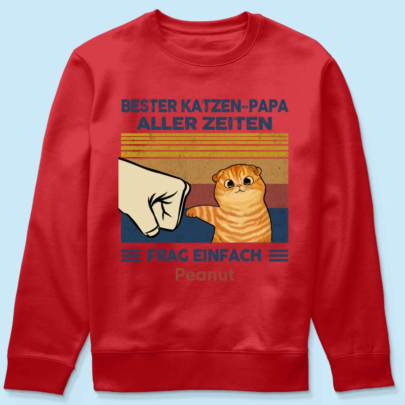 Perfektes Geschenk für Katzenväter – Personalisiertes T-Shirt mit Katzen-Faustgruß