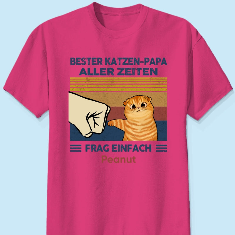 Perfektes Geschenk für Katzenväter – Personalisiertes T-Shirt mit Katzen-Faustgruß