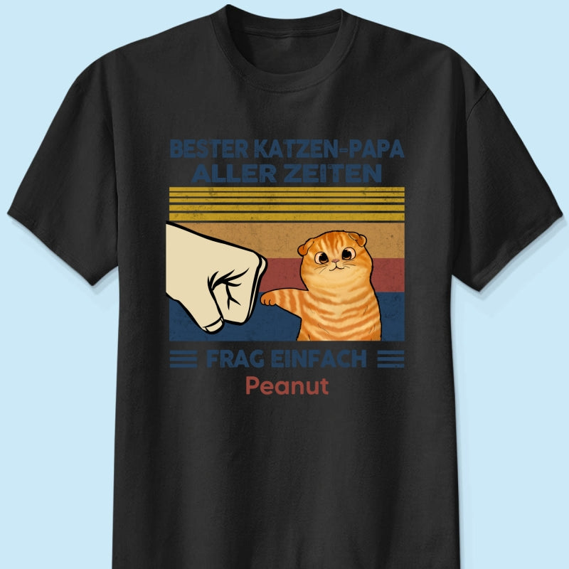 Perfektes Geschenk für Katzenväter – Personalisiertes T-Shirt mit Katzen-Faustgruß