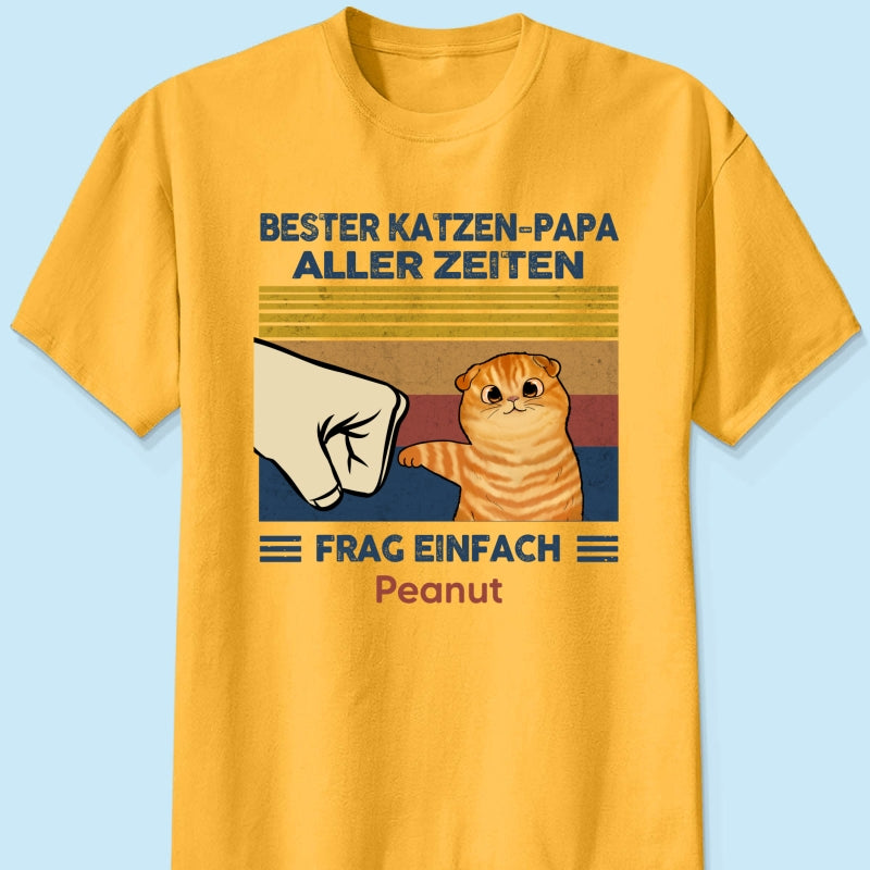 Perfektes Geschenk für Katzenväter – Personalisiertes T-Shirt mit Katzen-Faustgruß