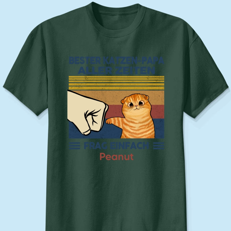 Perfektes Geschenk für Katzenväter – Personalisiertes T-Shirt mit Katzen-Faustgruß