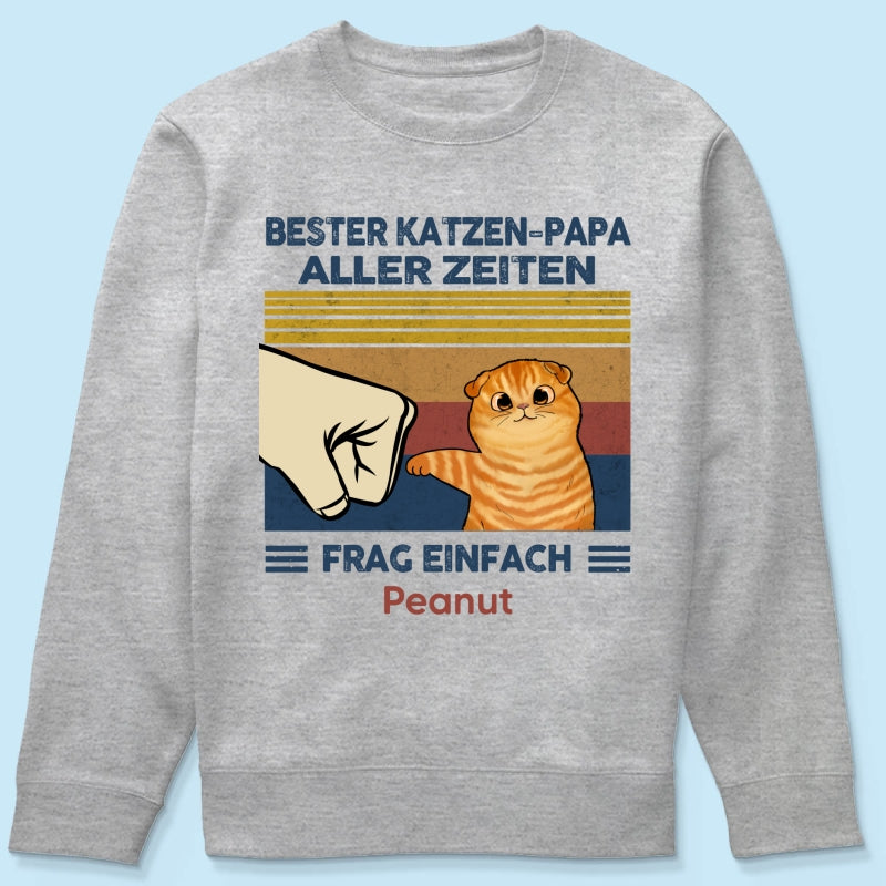 Perfektes Geschenk für Katzenväter – Personalisiertes T-Shirt mit Katzen-Faustgruß