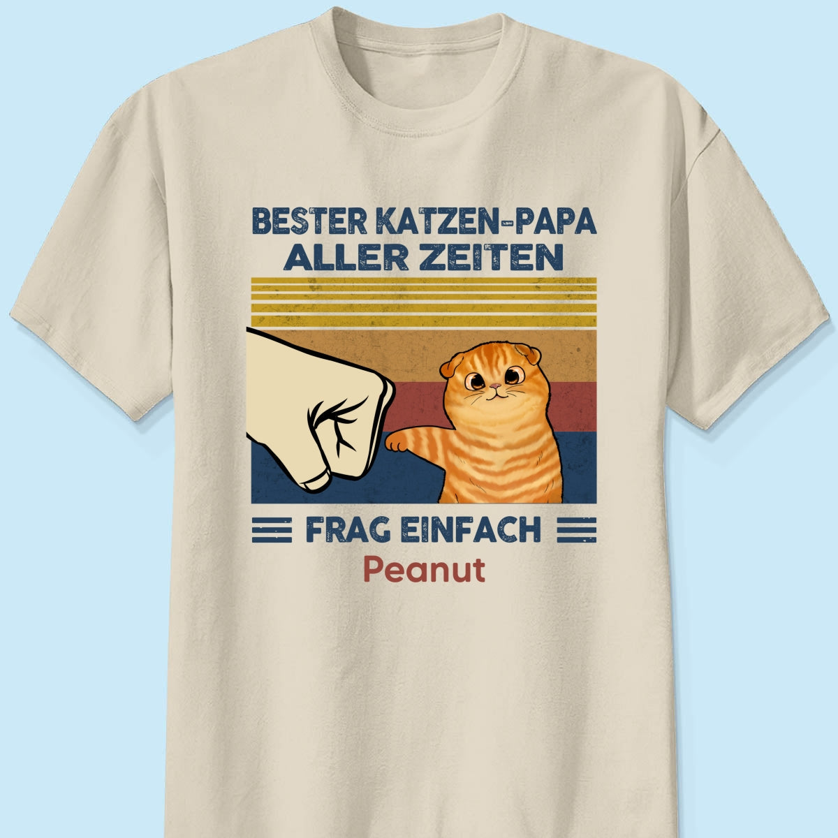 Perfektes Geschenk für Katzenväter – Personalisiertes T-Shirt mit Katzen-Faustgruß