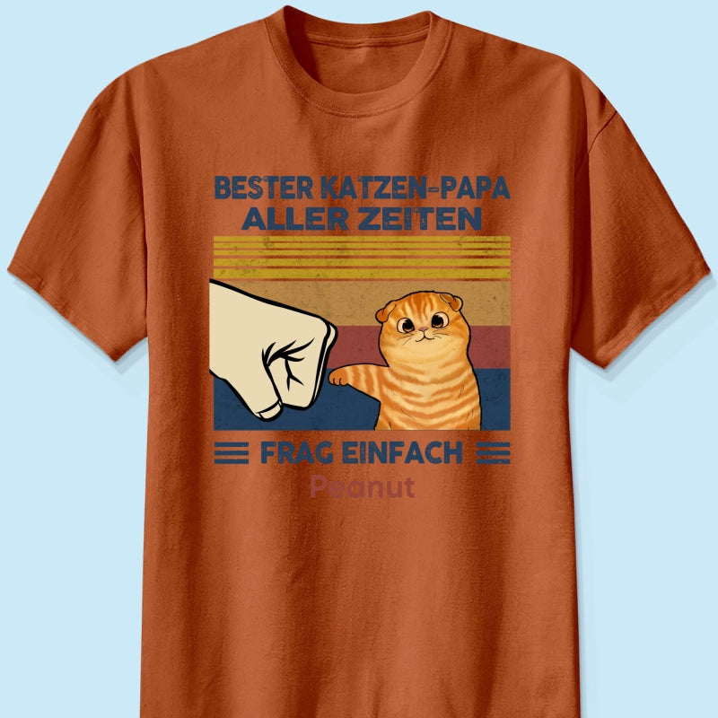 Perfektes Geschenk für Katzenväter – Personalisiertes T-Shirt mit Katzen-Faustgruß