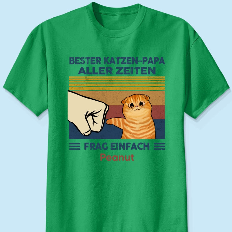 Perfektes Geschenk für Katzenväter – Personalisiertes T-Shirt mit Katzen-Faustgruß