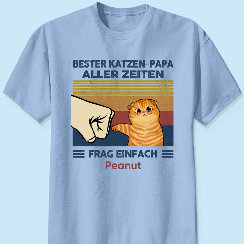 Perfektes Geschenk für Katzenväter – Personalisiertes T-Shirt mit Katzen-Faustgruß