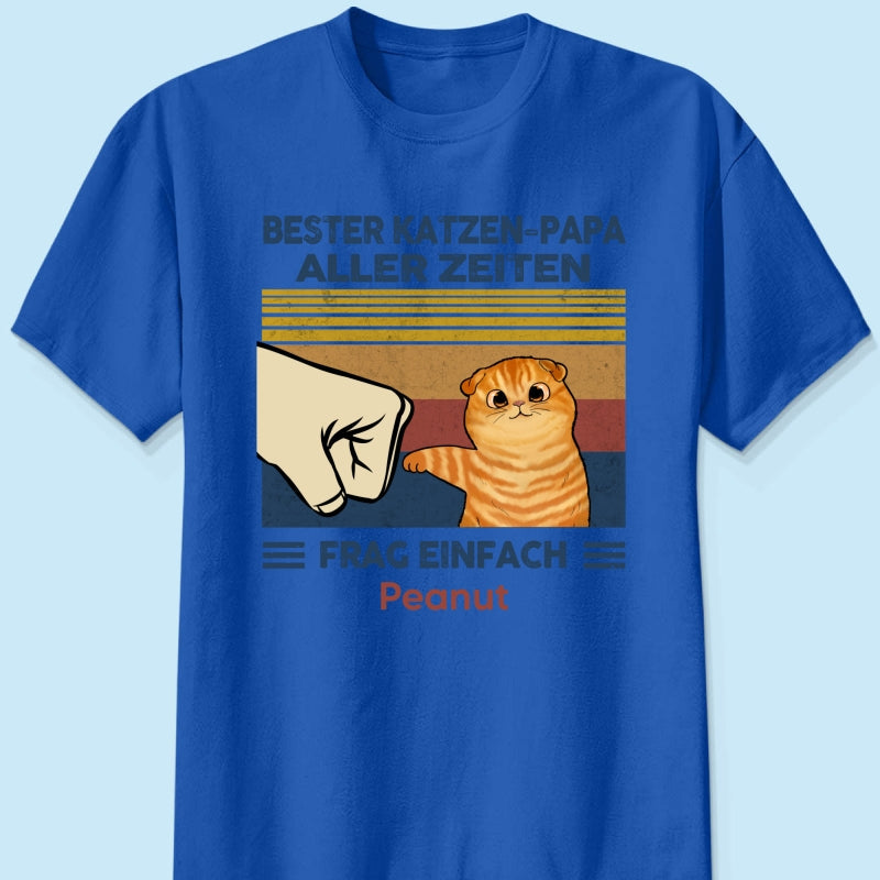 Perfektes Geschenk für Katzenväter – Personalisiertes T-Shirt mit Katzen-Faustgruß