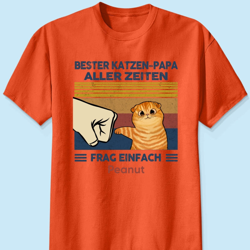 Perfektes Geschenk für Katzenväter – Personalisiertes T-Shirt mit Katzen-Faustgruß