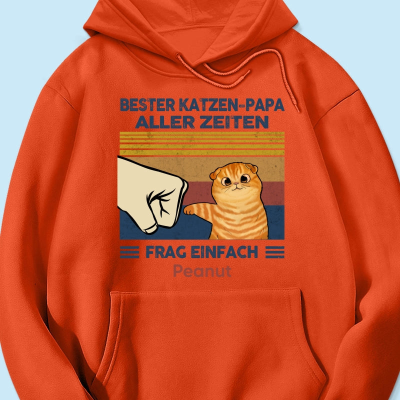 Perfektes Geschenk für Katzenväter – Personalisiertes T-Shirt mit Katzen-Faustgruß