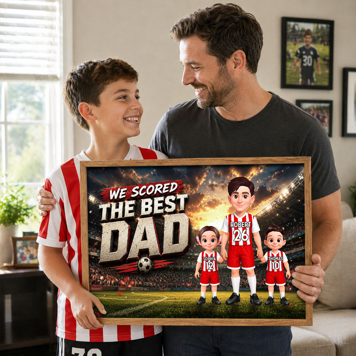 Soccer Dad & Kids Together - Personalized Poster - Father's Day Gift For Dad, Husband