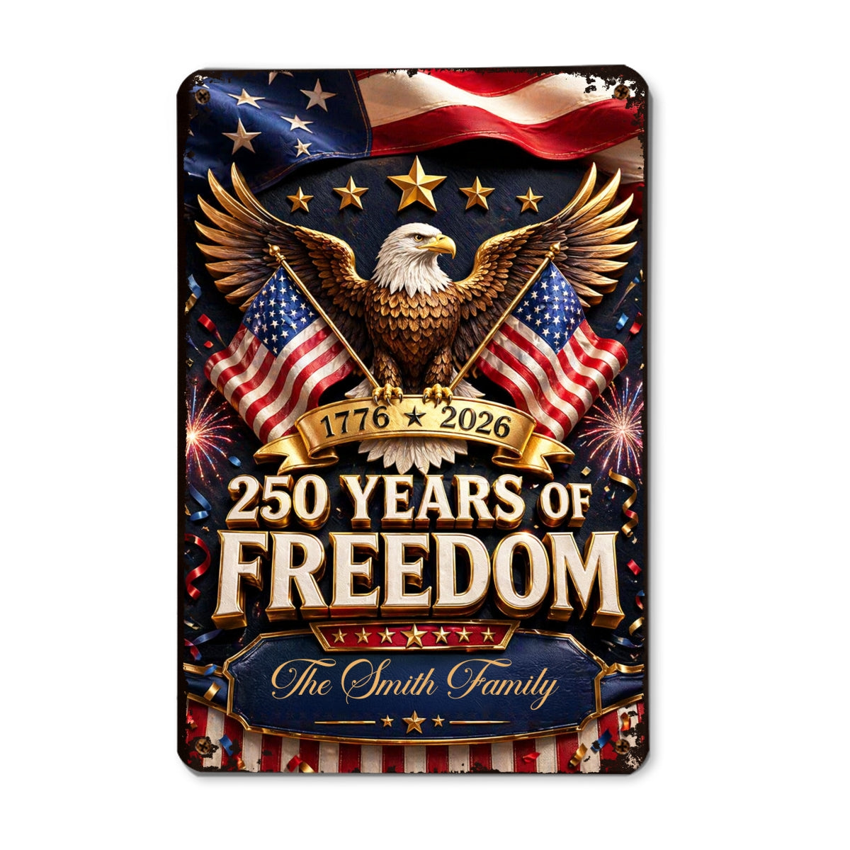 Proud 250th Anniversary America Patriotic - Personalized Metal Sign - 250 Years of Freedom, Family Decoration