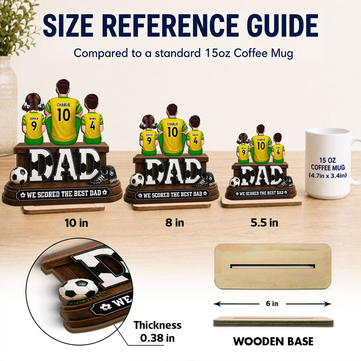 Trending Soccer Dad We Scored The Best Dad - Personalized 2-Layered Wooden Plaque - Gift For Dad, Husband, Soccer Lovers