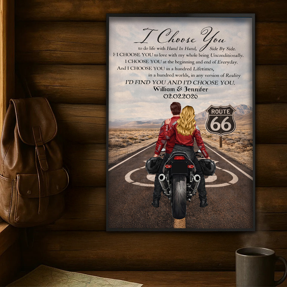 I Choose You Biker Couples - Personalized Poster - Sentimental Anniversary Gift for him, for her