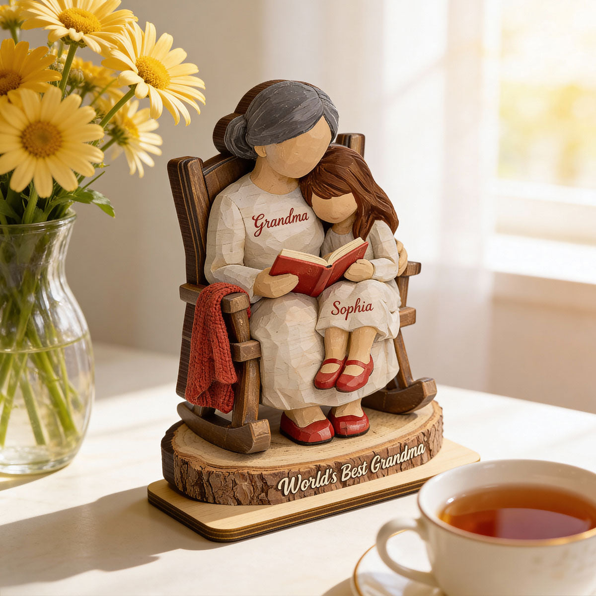 World's Best Grandma - Personalized 2-Layered Wooden Plaque - Heartfelt Gift For Mom, Grandma