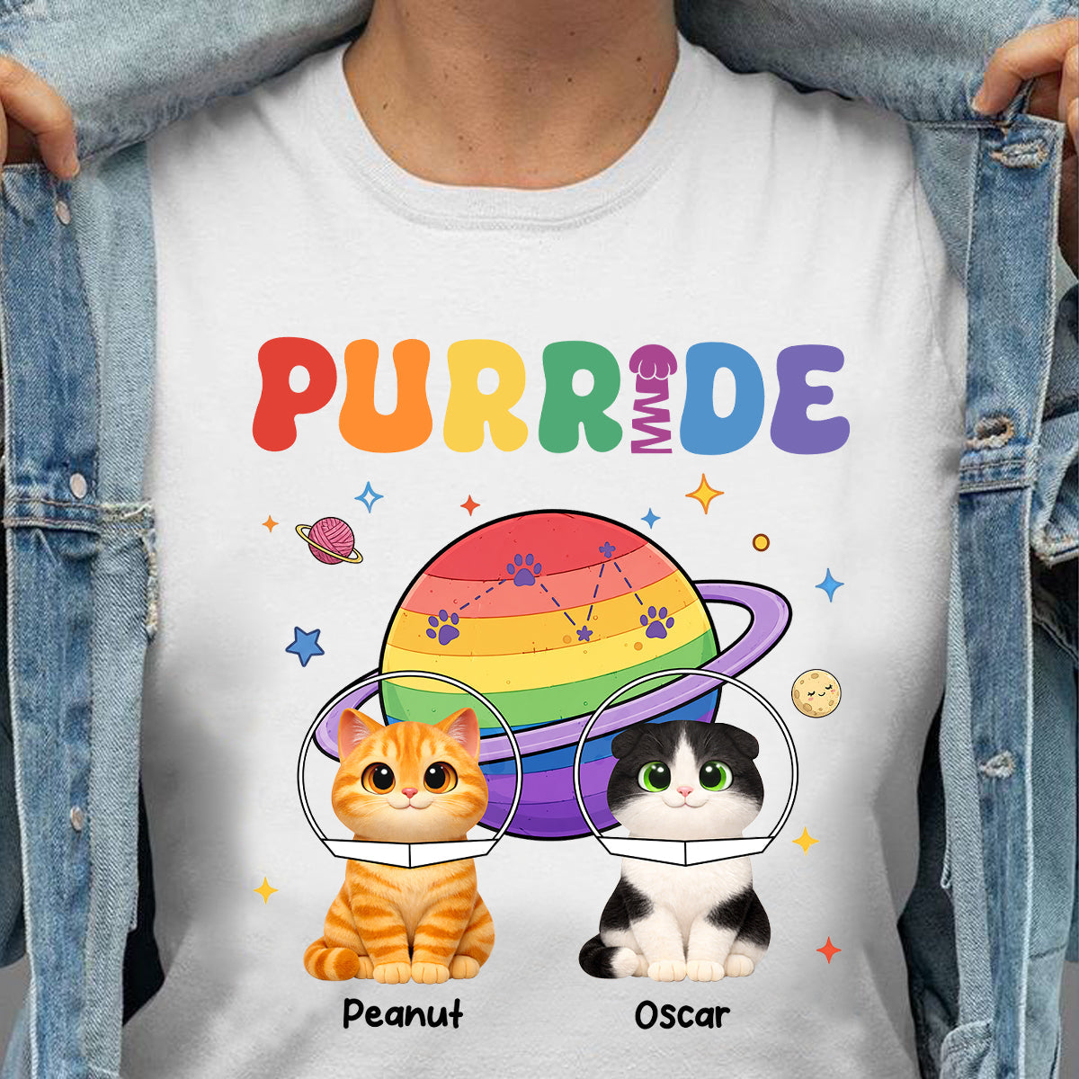 Purride Cat Mom Cat Dad LGBT Pride Month - Personalized Shirt - Gift for Cat Lovers