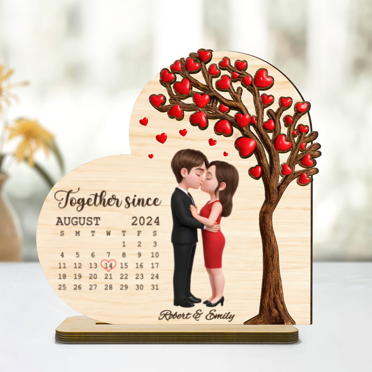 Together Since Calendar Sign - Personalized 2-Layered Wooden Plaque - Anniversary, Valentine's Day Gift, Gift For Him, Gift For Her
