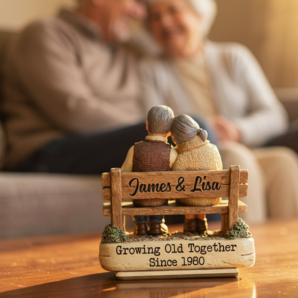 Growing Old Together Couple  - Personalized Standing Wooden Plaque - Gift for Couple